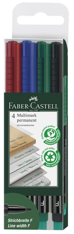 FABER-CASTELL Permanent-Marker MULTIMARK S, 4er Etui