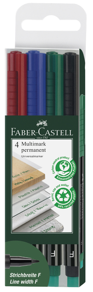 FABER-CASTELL Permanent-Marker MULTIMARK M, 4er Etui