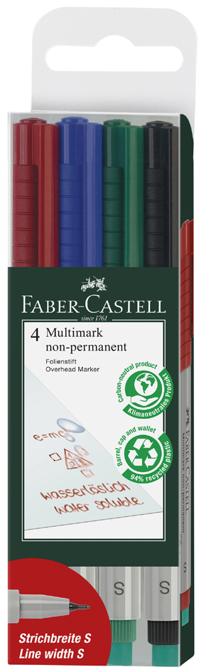 FABER-CASTELL NonPermanent-Marker MULTIMARK S, 4er Etui