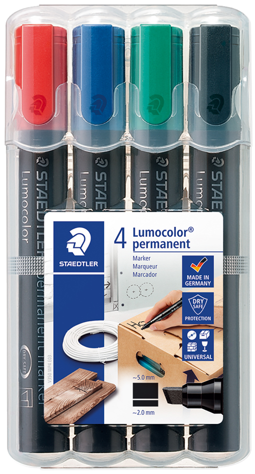 STAEDTLER Lumocolor Permanent-Marker 350, 4er Etui