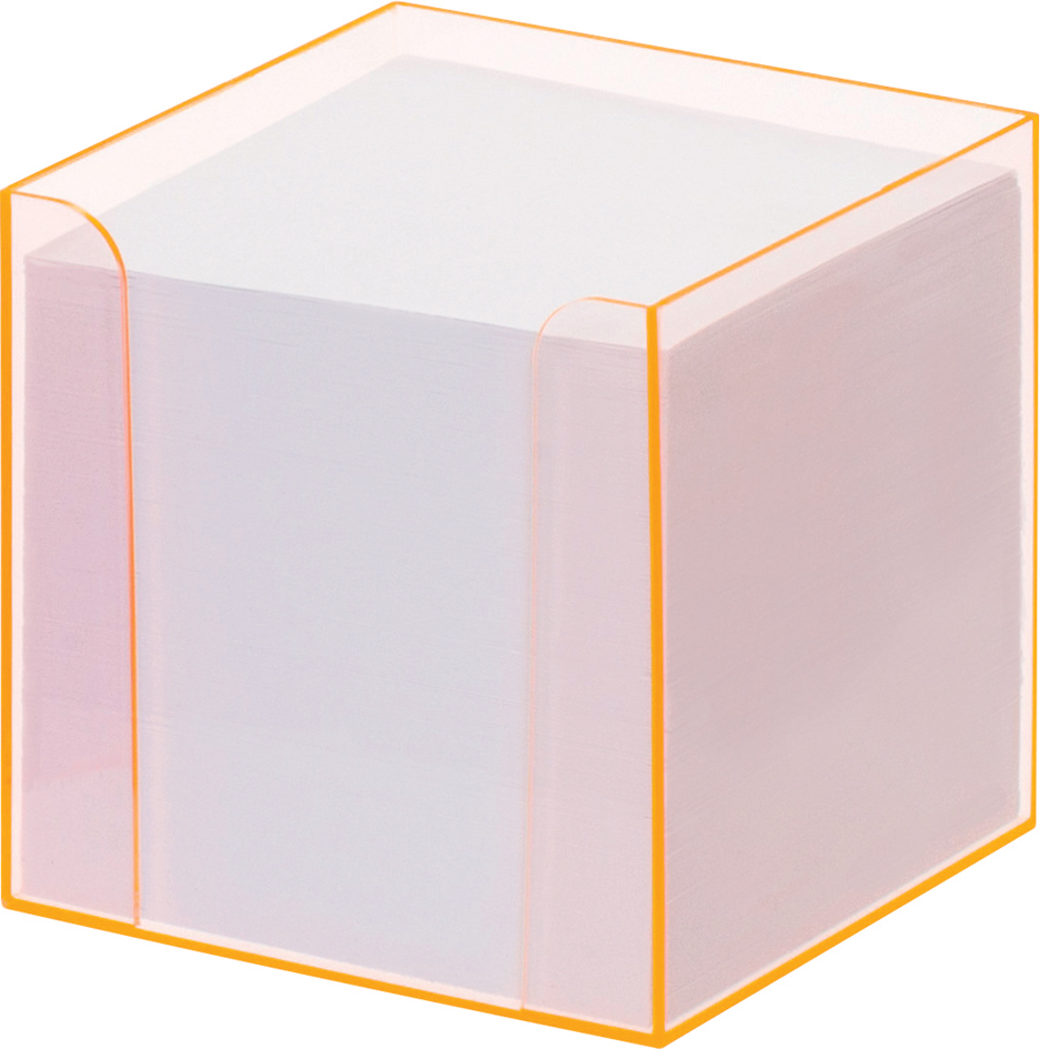 folia Zettelbox , Luxbox,  mit Leuchtkanten, orange, bestückt