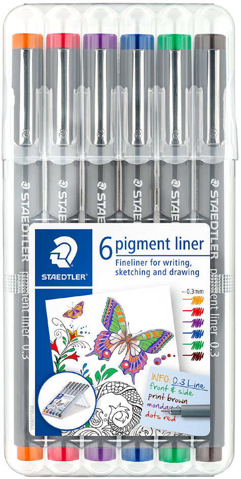 STAEDTLER Pigmentliner, Strichstärke: 0,3 mm, 6er Etui