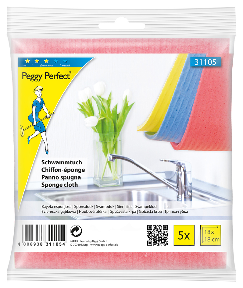 4006938311054 - Peggy Perfect Schwammtuch 180 x 180 mm 5er Pack