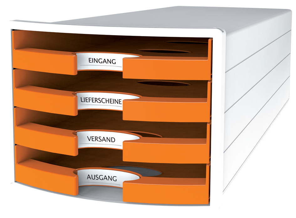 HAN Schubladenbox IMPULS 2.0, 4 offene Schübe, weiß/orange