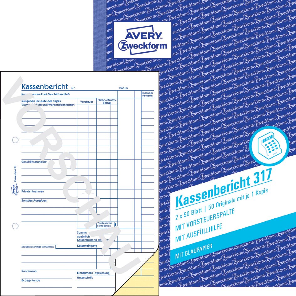 AVERY Zweckform Formularbuch , Kassenbericht, , A5, 50 Blatt
