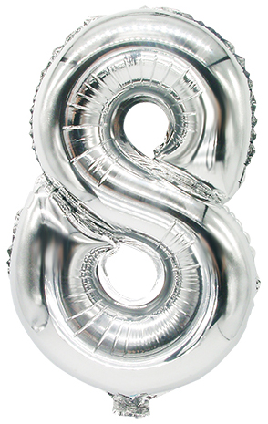 PAPSTAR Folienballon , Zahlen, , Ziffer: 8, silber