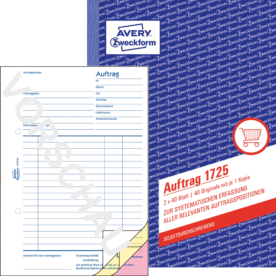 AVERY Zweckform Formularbuch , Auftrag, , SD, A5, 3 x 40 Blatt