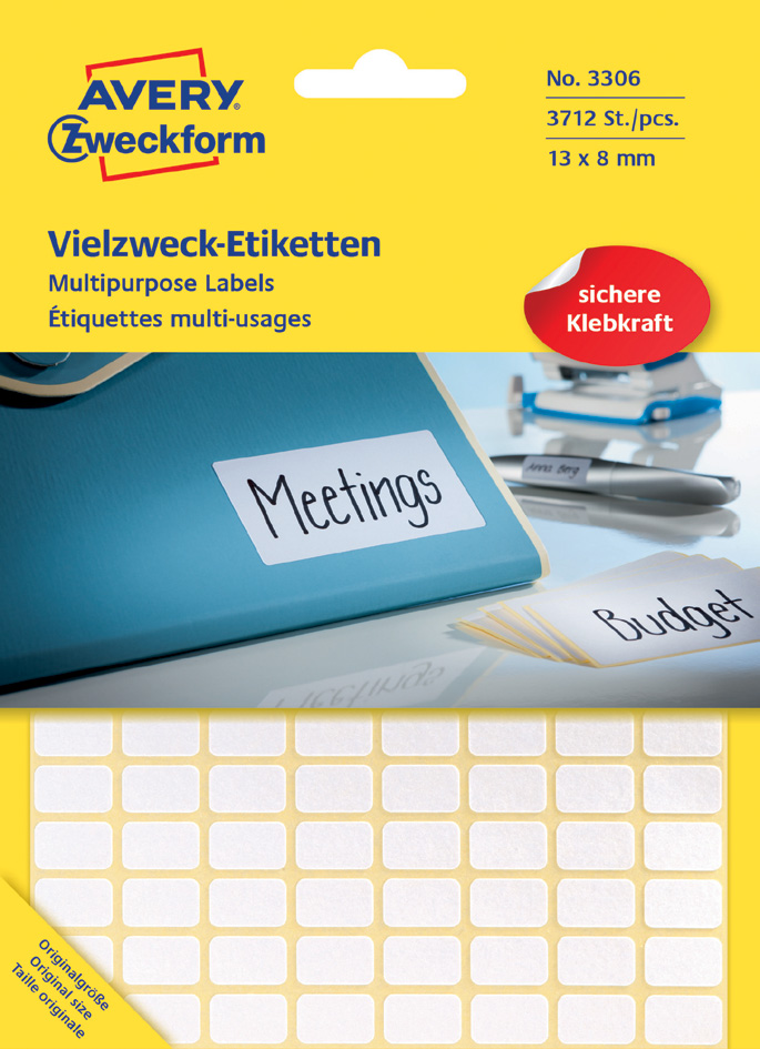 AVERY Zweckform Vielzweck-Etiketten, 38 x 14 mm, weiß, FP