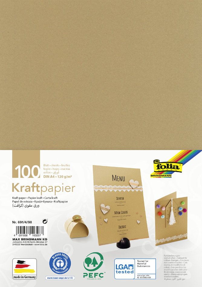 folia Kraftpapier, 120 g/qm, DIN A4, 100 Blatt