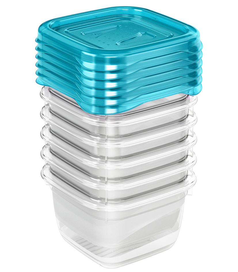 4052396045888 - Zanvic - 4er Set Lunchboxen 4 x 750 ml 155 x 105 x 85 cm Fredo Fresh Blau transparent