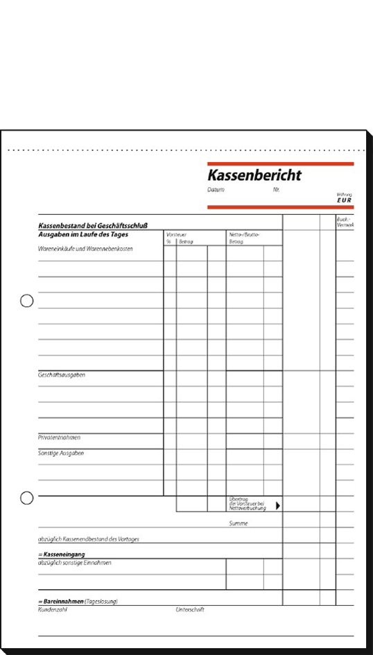 sigel Formularbuch , Kassenbericht, , A5, 50 Blatt