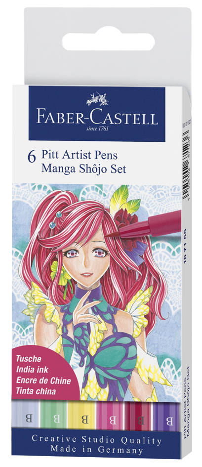 4005401671558 - PITT ARTIST Pens Tuschestift Manga Shôjo 6 Farben bunt