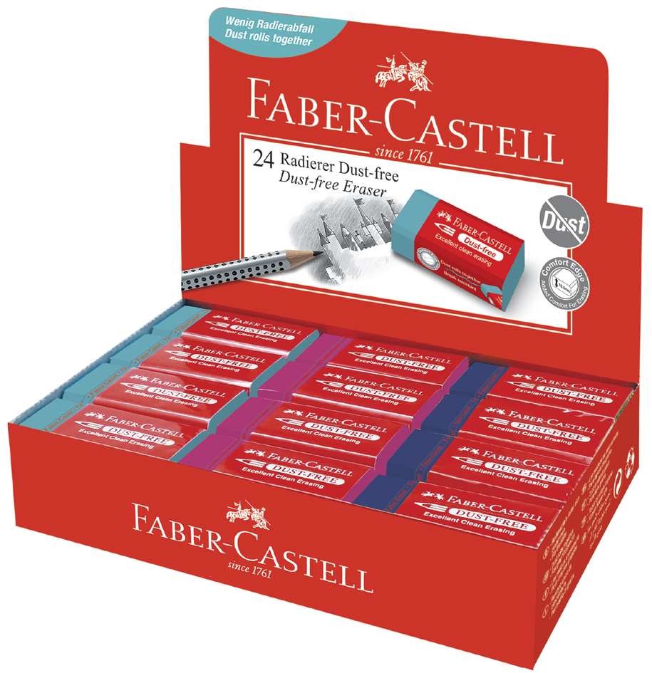 9555684679864 - FABER-CASTELL Kunststoff-Radierer DUST-FREE im Display