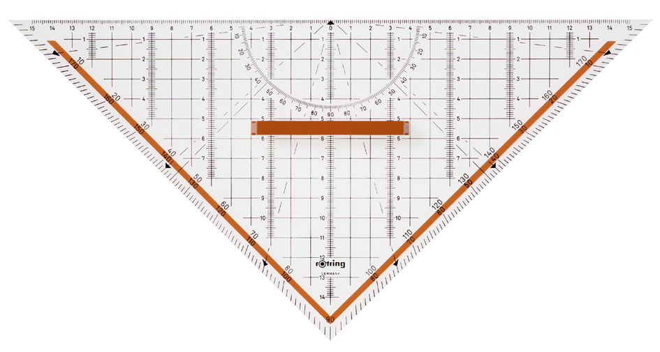 3501170699270 - rotring Geometrie-Dreieck Centro mit abnehmbarem Griff professionelles Zeichen-Dreieck glasklarer stabiler Kunst- (S0699270)