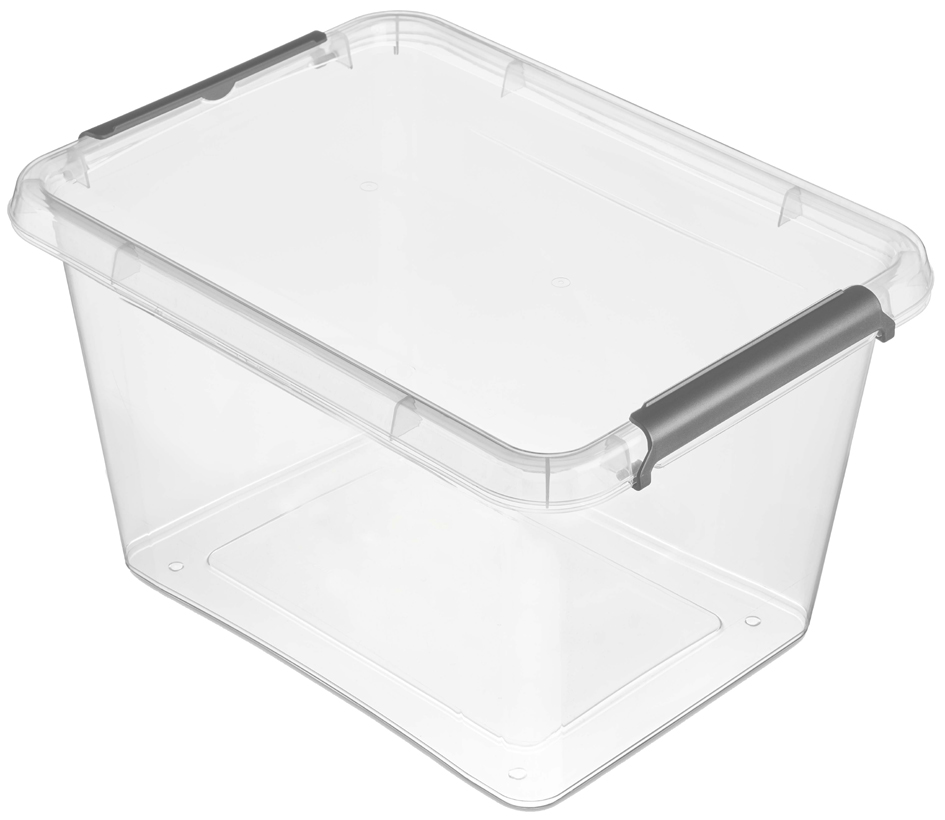 4052396048568 - - Lara Aufbewahrungsbox   Clipbox 155 Liter Modular stapelbar Deckel mit Clip zum Verschließen Transparent