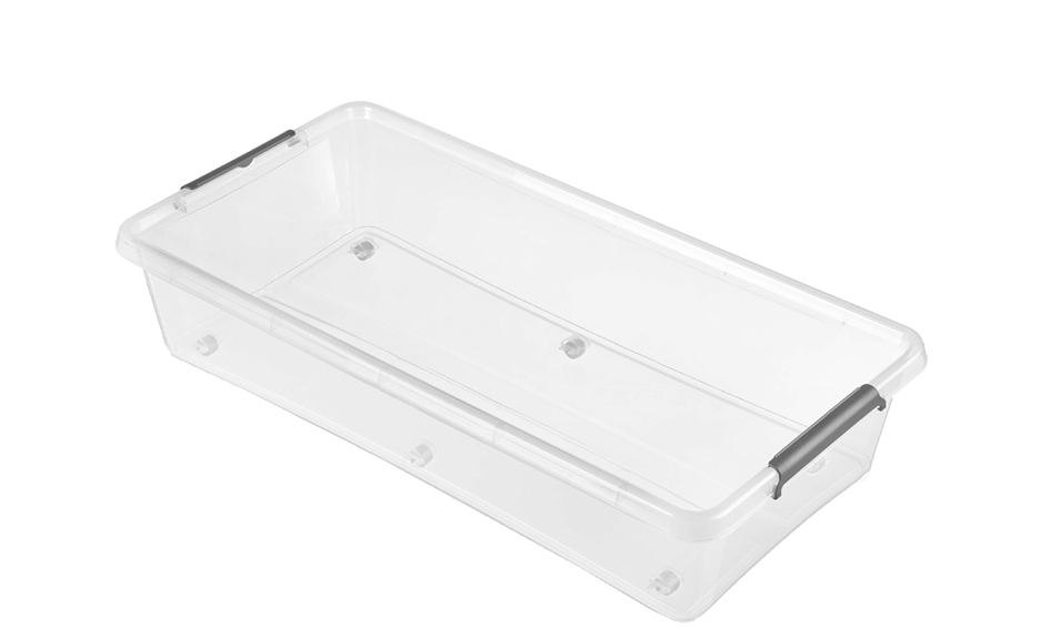 4052396048599 - - Aufbewahrungsbox Clipbox lars 40 l 58 x 39 x 25 Auf Rollen Deckel mit abschließbarem Clip Transparent