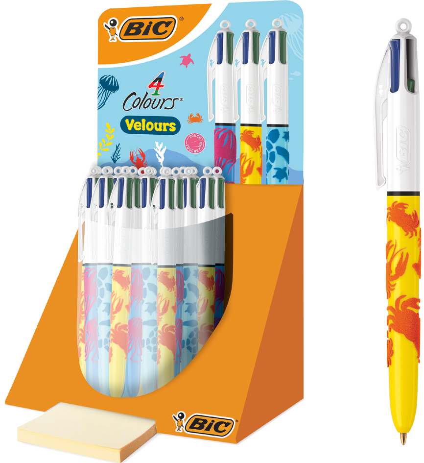 3086123542549 - BIC Druckkugelschreiber 4Colours Velours Thekendisplay