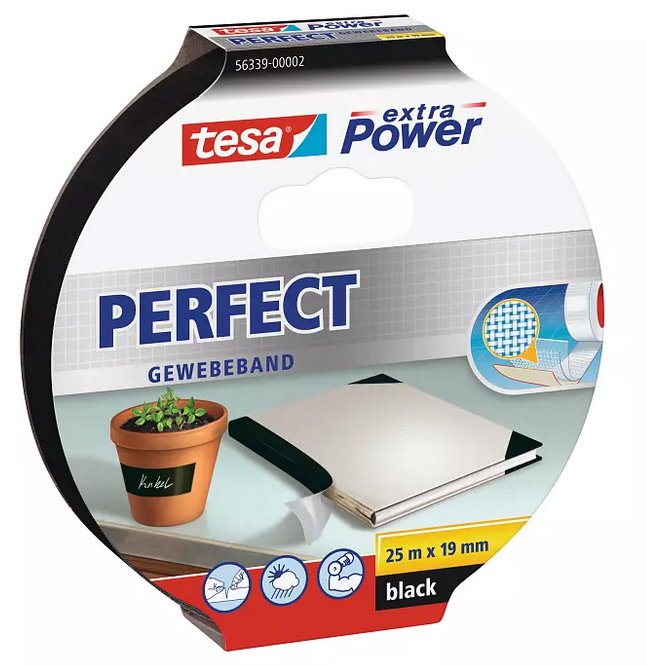 4042448044310 - TESA 56339 SW - Gewebeband tesa extra Power® Perfect 25 m x 19 mm schwarz