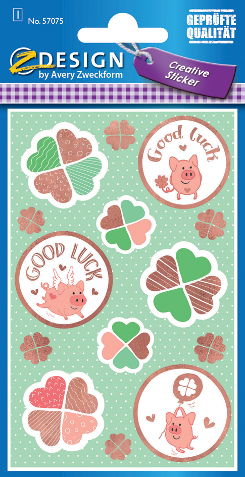 4004182570753 - 10 x Creative Papier-Sticker Good Luck 14 Stück bunt 1 Bogen