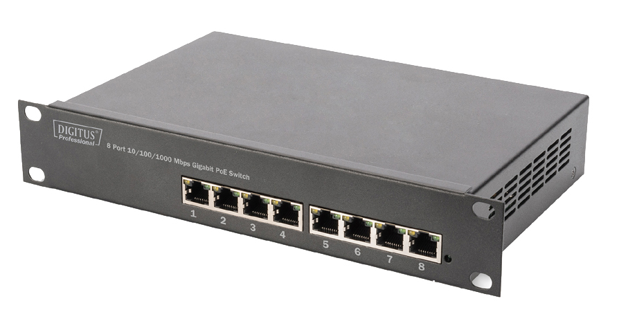 DIGITUS 10,  Gigabit Ethernet PoE Switch, 8-Port