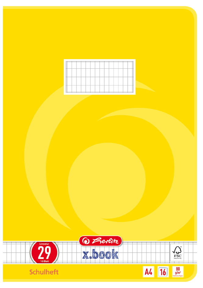 4008113322909 - 10 x Schulheft A4 16 Blatt Lineatur 29 FSC Mix