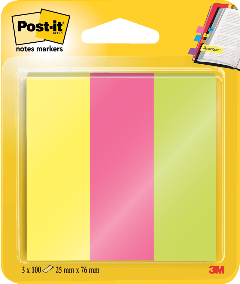Post-it Pagemarker aus Papier, 25 x 76 mm, Neonfarben