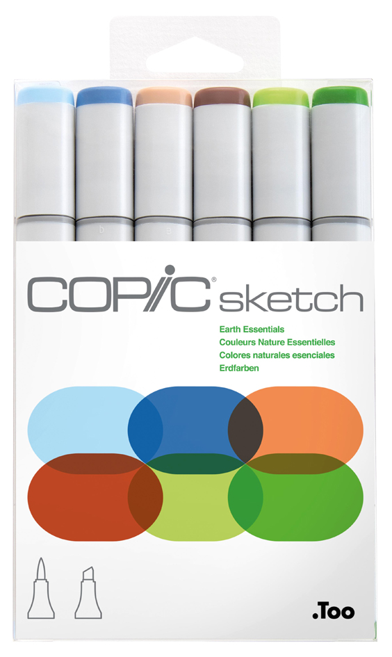 4511338052785 - COPIC Marker sketch 6er Set Earth Essentials Tinte auf Alkoholbasis schnell trocknend untereinander - 1 Stück (21075665)