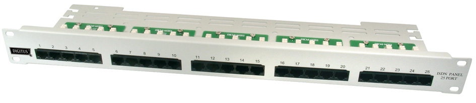 DIGITUS 19,  ISDN Patch Panel Kat. 3, 25 x RJ45, 1 HE