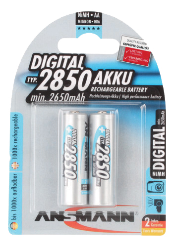 4013674350827 - 1x2 Ansmann NiMH Akku 2850 Mignon AA 2650 mAh DIGITAL  4013674350827