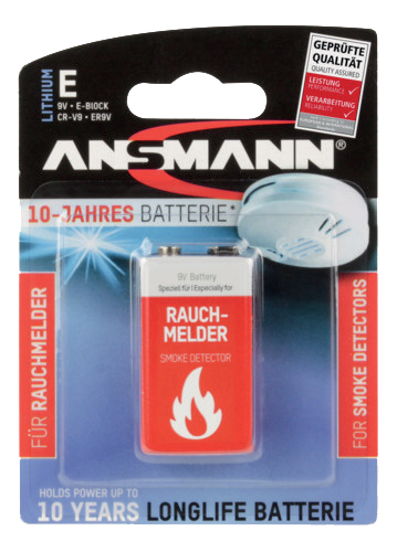 ANSMANN 10-Jahres Lithium Batterie, E-Block (9V)