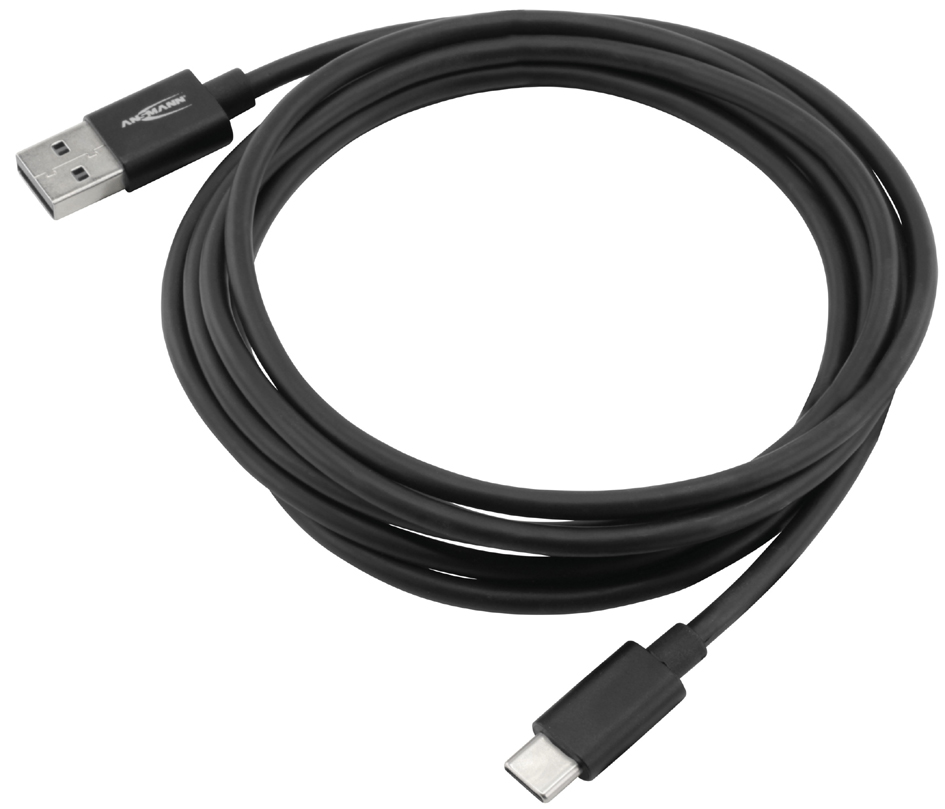 ANSMANN Daten- & Ladekabel, USB-A - USB-C, 2,0 m, schwarz