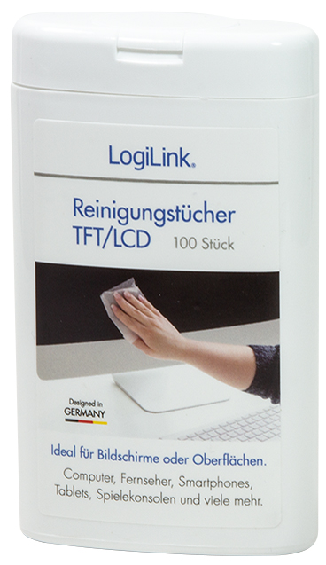 4052792003413 - LOGILINK RP0010 - Reinigungstücher für TFT- LCD- Bildschirme 100 Tücher