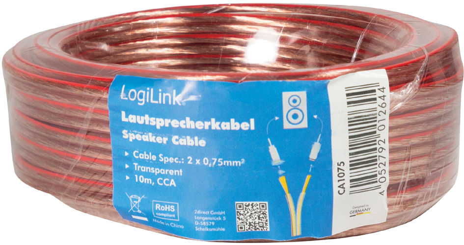 4052792013030 - LogiLink Lautsprecherkabel 2x250 mm2 100 m transparent CA1086