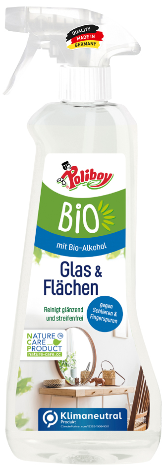 Poliboy Bio Glas & Flächen Reiniger, 500 ml Sprühflasche