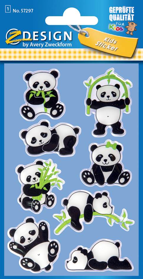 4004182572979 - 10 x Glossy Sticker Panda 8 Stück bunt 1 Bogen