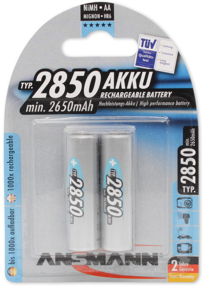 ANSMANN NiMH Akku Premium, Mignon AA, 2.850 mAh, 2er Blister