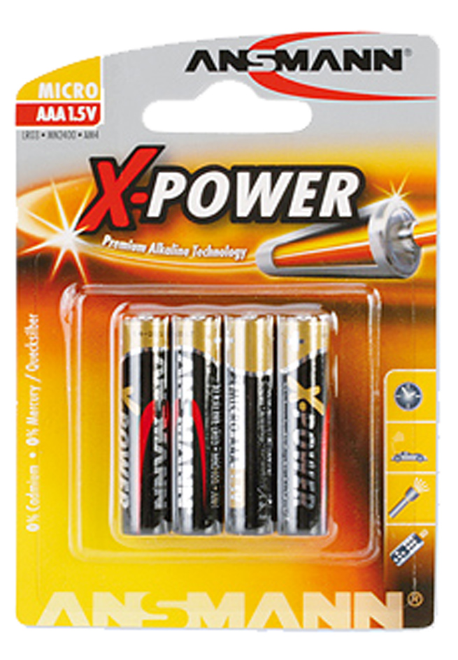 ANSMANN Alkaline Batterie , X-Power, , Micro AAA, 4er Blister