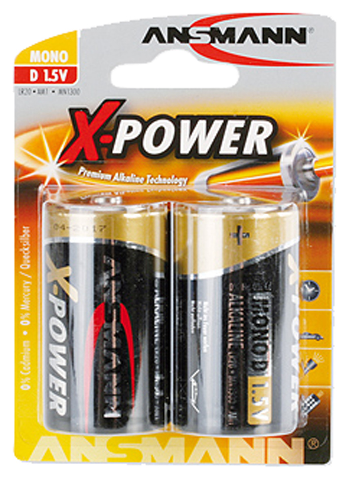 ANSMANN Alkaline Batterie , X-Power, , Mono D, 2er Blister