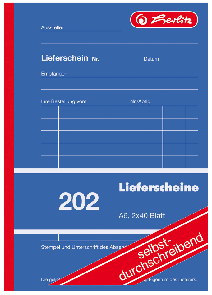 herlitz Formularbuch , Liefer-/Empfangsschein 201, , DIN A5