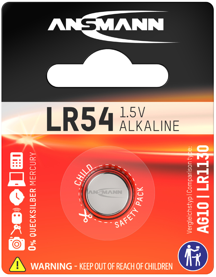 ANSMANN Alkaline Knopfzelle , LR54, , 1,5 Volt (V10GA)