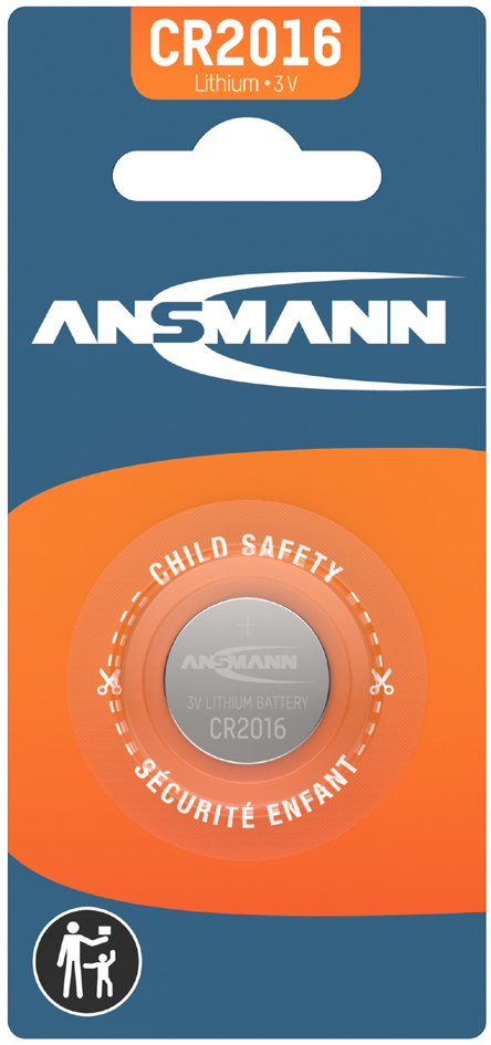 ANSMANN Lithium Knopfzelle , CR2016, , 3,0 Volt, 1er-Blister