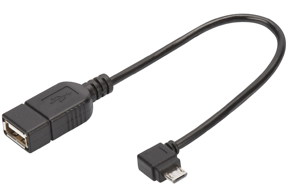 4016032339076 - Usb 20 Adapter [1x usb 20 Stecker Micro-B - 1x usb 20 Buchse a] AK-300313-002-S Rund dop - Digitus