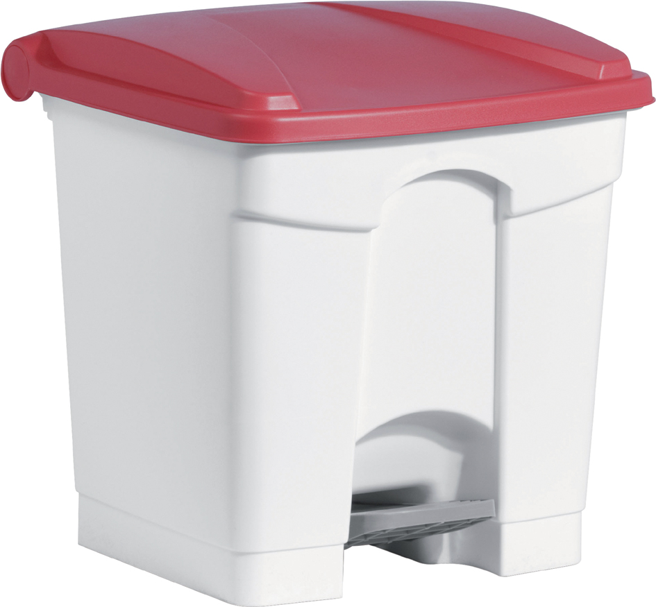 4012086079982 - helit Tretabfallbehälter Volumen 30 l BxHxT 410 x 440 x 400 mm weiß Deckel rot