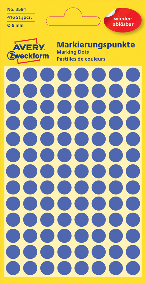 AVERY Zweckform Markierungspunkte, ablösbar, 18 mm, blau