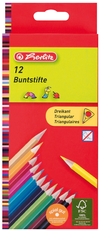 herlitz Dreikant-Buntstifte, 6er Karton-Etui