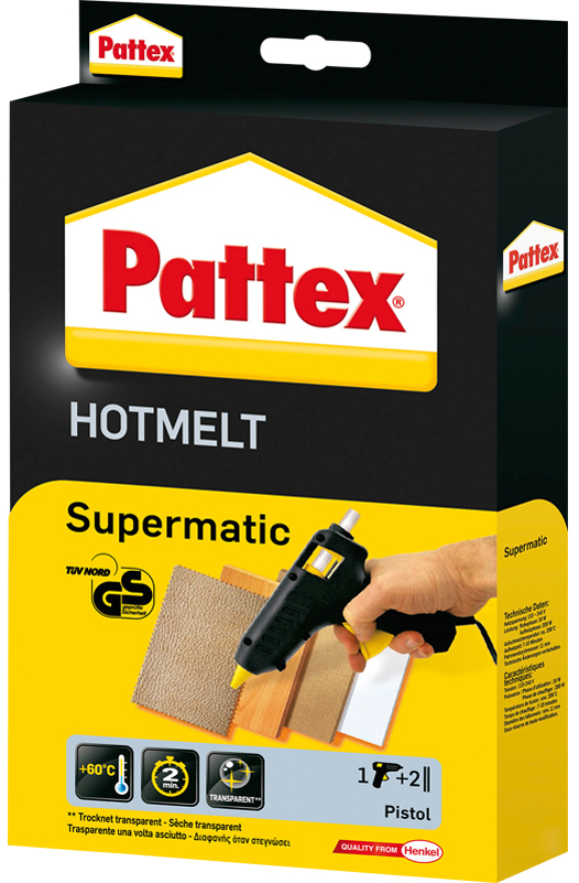 Pattex Heißklebepistole HOT SUPERMATIC, schwarz/gelb