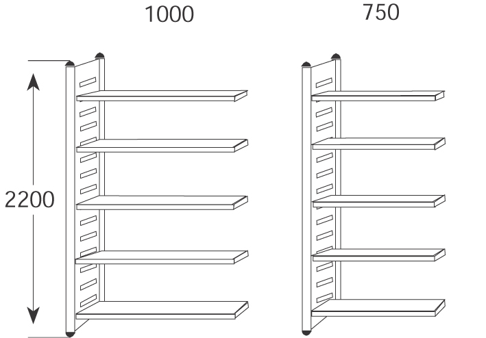 4044917182103 - Design-Regal M2 Abschlussrahmen HxT 2200x400mm Böden alusilbe