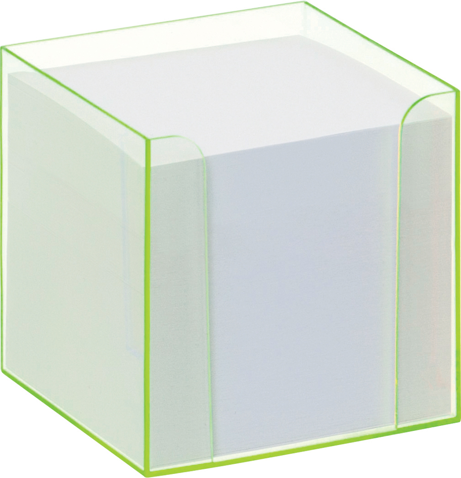 folia Zettelbox , Luxbox,  mit Leuchtkanten, grün, bestückt
