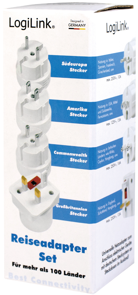 4052792051407 - LOGILINK PA0186 - Reise-Stecker-Adapter Set 4 Stück