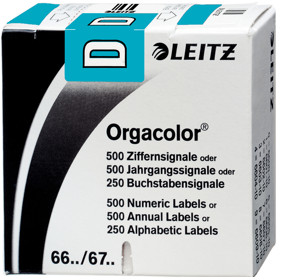 LEITZ Buchstabensignal Orgacolor , W, , auf Rolle, schwarz